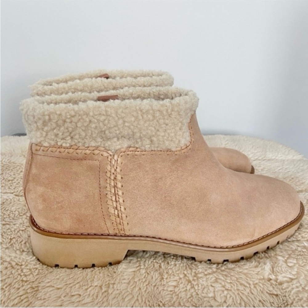 Jack Rogers Sophie Suede Sherpa Bootie Natural Oak Women's Size 9.5 - Picture 1 of 7